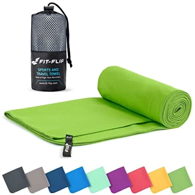 Obrázek Fit Flip Ručník z mikrovlákna kompaktní ručníky ideální jako sportovní ručník, cestovní plážová osuška rychleschnoucí a lehká velká (1 x 40 80 cm, zelená)