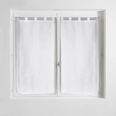 Obrázek Douceur d&#039;Intérieur Hantona pár smyček rovné, lněný efekt, tkaný, polyester, bílá, 90 x 60 cm