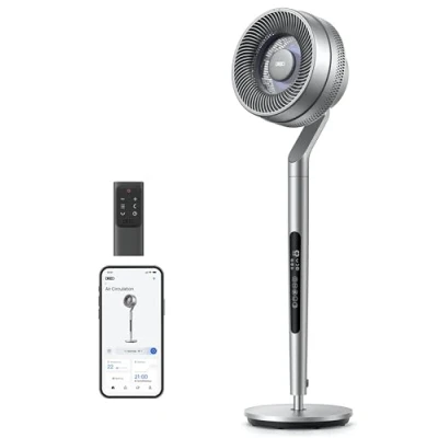 Obrázek Dreo Stojanový ventilátor s inteligentním ovládáním, výškově nastavitelný 101,6111,8 cm, DC tichý do ložnice, 120+85 všesměrový oscilační ventilátor, 30,5 m proud vzduchu, 10