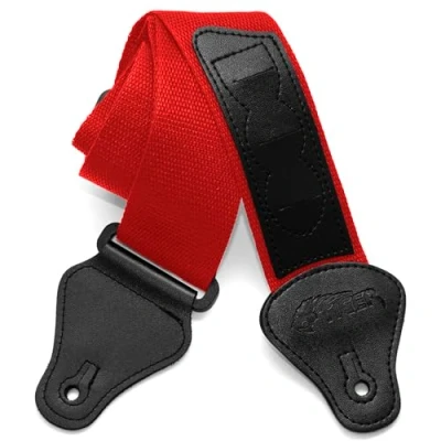 Obrázek TIGER STP2 RD nylonový popruh na kytaru pro akustickou, klasickou, elektrickou a basovou červený