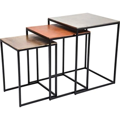 Obrázek Kare Designový servírovací stolek Loft Square Vintage (3/sada), 52 x 41 cm (v/š/h)