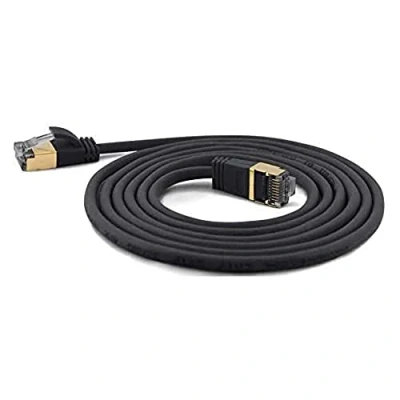 Obrázek wantecWire Extra tenký propojovací kabel CAT.7 kabel, CAT.6 konektor stíněný SSTP, délka 0,1 m, černý