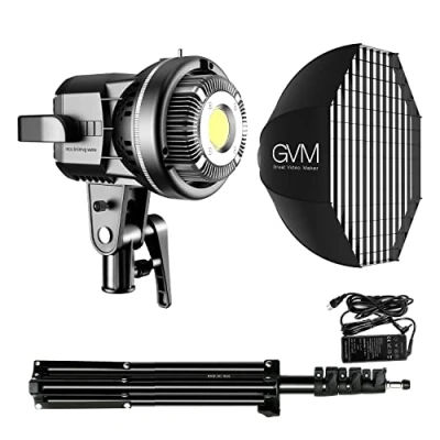 Obrázek GVM LED video světlo s softboxem, 80 W Bowens COB studiové se stativem, 5600 K, denní světlo, fotografie, trvalé pro portrét, YouTube Studio video, držák Bowens, fotografické