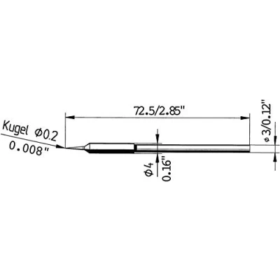 Obrázek Ersa trvalá pájecí hrot rovná, 0,2 mm