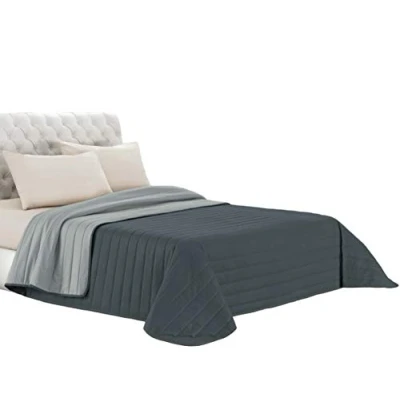 Obrázek Italian Bed Linen Elegant Sommer Steppdecke hell dunkel grau, 100% Mikrofaser, 260x270cm