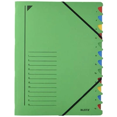 Obrázek Leitz 39120055 šanona, 12 přihrádek, kartonová krabice Colorspanon, zelená