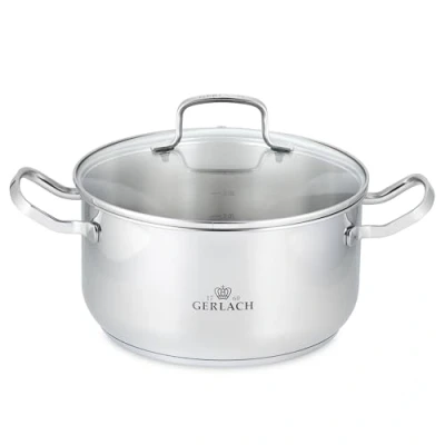 Obrázek Gerlachovského pečicí kastrol Simple 24 cm, 4.5l, ušlechtilá ocel, stříbro, 2 Pro jednotky