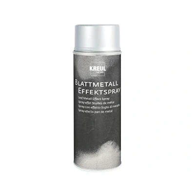 Obrázek KREUL 994401 Efektní sprej na listový kov, stříbrný, 400 ml, rychleschnoucí kombinovaný lak Nitro se vzhledem podobným listovému kovu