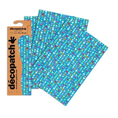 Obrázek Decopatch Papír č. 410 (modré srdce barevné, 395 x 298 mm) balení 3 ks