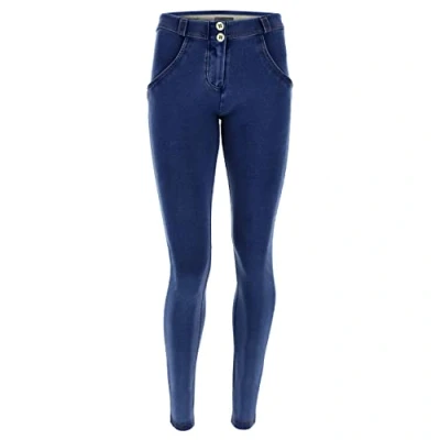 Obrázek FREDDY Damen Wrup1rc002 Leggings, Dunkle Jeans mit gelben Nähten, XS