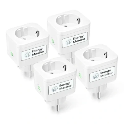 Obrázek Meross Wi Fi zásuvka s měřením proudu 16 A, spínací hodiny Smart Home, hlasovým a dálkovým ovládáním, WiFi Plug funguje Alexa, Google SmartThings, balení 4 ks