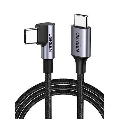 Obrázek UGREEN 60W USB C kabel do úhlu PD 3.0 PPS nabíjecí 90 stupňů kompatibilní s iPhone 16 Pro Max, 15, Galaxy S24 S23 A55 A25 Pixel 9/8/7 iPad Pro/Air 2024 Steam Deck atd. (3 m)