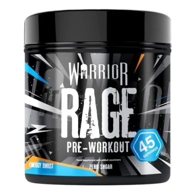 Obrázek Warrior Rage Pre Workout prášek 392 g doplněk energetického nápoje s kreatinem, beta alaninem, kofeinem, vitaminem C pro optimální výkon k dostání také jako shot 45 porcí (energetický výbuch)