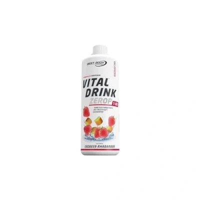 Obrázek Best Body Nutrition Vital Drink ZEROP® jahodová rebarbora, originální nápojový koncentrát sirup bez cukru, 1:80 vydává 80 litrů hotového nápoje, 1000 ml