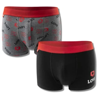 Obrázek soxo Pánské boxerky na Valentýna Veselé dárky pro muže Dárek k narozeninám 2 kusy 4 velikosti, Love