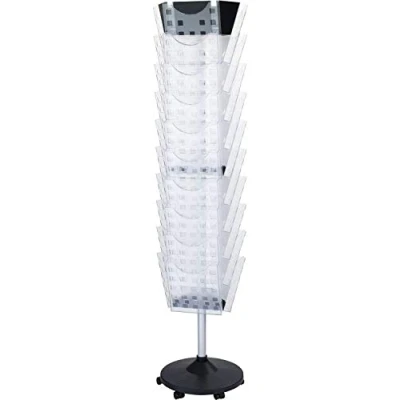 Obrázek helit H6255802 Prospektový stojan otočný &quot;the giant grid&quot;, 30 kapes, DIN A4, čirý / stříbrný