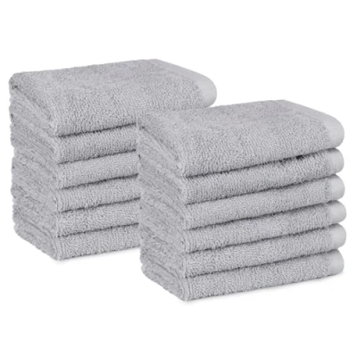 Obrázek Amazon Basics ručníky na obličej do koupelny, 100% bavlna, obzvlášť savé žínky, rychleschnoucí, kosmetického salonu, 30 x cm, šedé, balení 12 ks