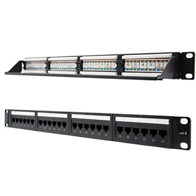 Obrázek Nanocable 10.21.2124 Patchpanel 24 portů RJ45 Cat.6 UTP, pro rack 19&quot; 1HE Dual IDC, černý