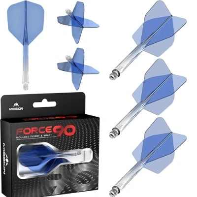 Obrázek Mission Darts Force 90 Integriertes präzisionsgeformtes Dart Flight und Schaftsystem, 3 Stück, professionelle, langlebige kombinierte Flights Schäfte, Standard Nr. 6 (blauer Farbverlauf,