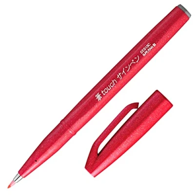 Obrázek Pentel SES15C B Brush Sign Pen vláknové pero, 10 kusů, červené