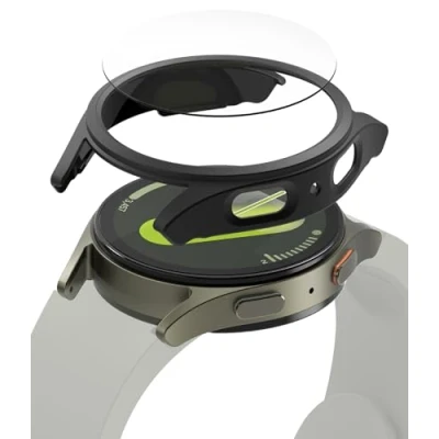 Obrázek Ringke Slim &amp; Glass kompatibilní se Samsung Galaxy Watch 7 44 mm, tenké tvrdé PC ochranné pouzdro s odolným proti poškrábání pancéřové sklo ochrana displeje matná černá