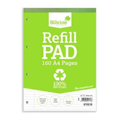 Obrázek Plnicí blok Silvine RE4FM Everyday recyklovaný spirálově vázaný s okrajem 160 stran 70 g/m² A4 6 kusů