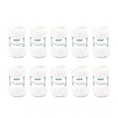 Obrázek Gründl King Cotton (měkká a objemná pletací háčkovací příze z 55 % polyakrylu 45 bavlny, 50 g / 78 m, tloušťka jehlic: 6 7, 10 x g), krémová