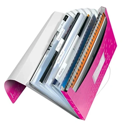 Obrázek Leitz 46330023 pořadač WOW, 6 přihrádek, PP, pink metalllic