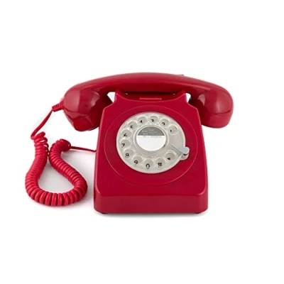 Obrázek GPO 746ROTARYRED Retro telefon s ciferníkem v designu 70. let červený