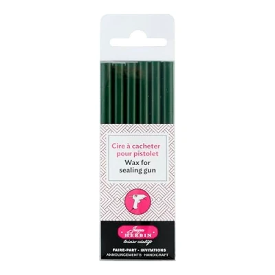 Obrázek J.Herbin 35830T balení 6 voskových tyčinek pro pistoli, ideální kutilské projekty a scrapbooking, měkké, 1 balení, tmavě zelené