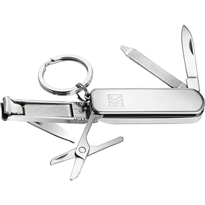 Obrázek ZWILLING Multifunkční nástroj na manikúru a pedikúru (přívěsek klíče s nůžkami nehty, kleštičky nehty pilník nehty), stříbrná, 60 mm