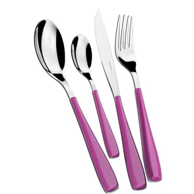 Obrázek BUGATTI, Essenza, 24 teiliges Besteckset aus 18/10 Edelstahl und IVORY Farbgriff, 6 Personen bestehend Löffeln, Gabeln, Messern Kaffeelöffeln (Iris)