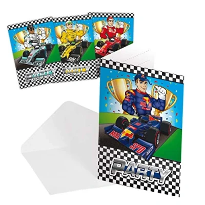 Obrázek Folat 65098 formule 1 pozvánky 8 kusů, Procos 87802, barevné, costumes