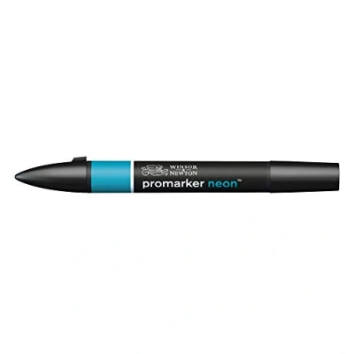 Obrázek Winsor &amp; Newton 0205407 ProMarker Neon, profesionální layoutmarker 2 hroty, jemné a široké pro kreslení, design rozložení modrá světlá neonová