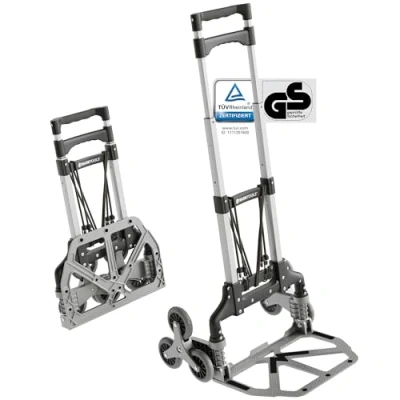 Obrázek ATHLON TOOLS Hliníkový schodišťový vozík skládací extra dlouhá rukojeť 110 cm nakládací plocha s protiskluzovými podložkami model 2024