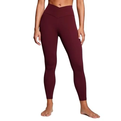 Obrázek CRZ Yoga Dámské Legíny Butterluxe Cross Waist Workout V High Waisted pro kontrolu břicha Gym 64/71 cm, Červený Merlot