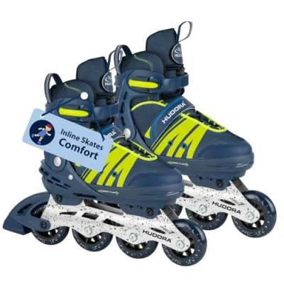 Obrázek HUDORA Inline brusle Comfort pro děti a mládež v různých velikostech kolečkové nastavitelné do 6 velikostí šířce délce prodyšné volnočasové in line