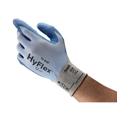 Obrázek Ansell HyFlex 11 518 ochranné rukavice proti pořezání, extrémně lehký bezešvý nosič, vysoká pohyblivost prstů a odolnost otěru, pro mechanickou ochranu, průmyslové OOP, modré,