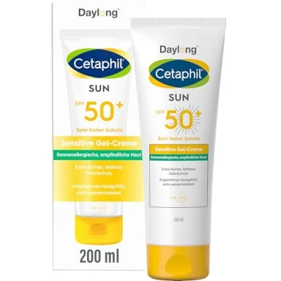 Obrázek CETAPHIL SUN Sensitive Gel Creme SPF 50+, 200 ml, opalovací krém pro citlivou, náchylnou k alergii na slunce a Mallorca akné, extra lehká, ochrana proti slunci, bez parfémů emulgátorů