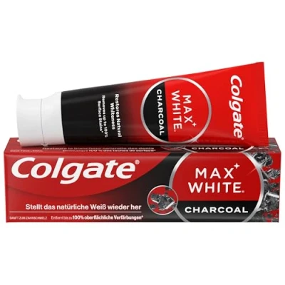 Obrázek Colgate zubní pasta Max White Charcoal 12 x 75 ml s aktivním uhlím, odstraňuje až 100% povrchových zbarvení