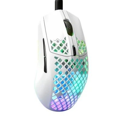 Obrázek SteelSeries Aerox 3 RGB Gaming Mouse mit Öffnungen in der Oberfläche Federleichtes, wasserabweisendes Design Optischer TrueMove Core Sensor 8.500 DPI Snow