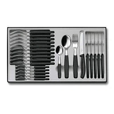 Obrázek Victorinox Swiss Classic, Profi jídelní příbor, 24dílná, extra ostrá čepel, vlnitý brus, 11 cm, nerezová ocel, černá