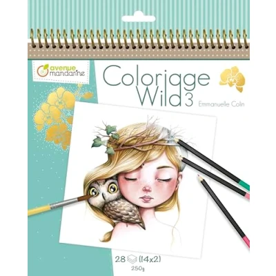 Obrázek Avenue Mandarine GY077C Sammelmalbuch Wild, Edition 3, aus Zeichenpapier 250g, mit mikroperforierten Blättern, 28 Blatt (14 Zeichnungen x 2), ideal für Kinder ab 5 Jahren, 1 Stück