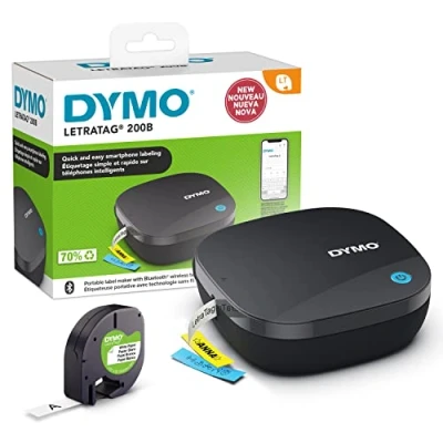 Obrázek DYMO LetraTag 200B popisovací zařízení s Bluetooth kompaktní tiskárna štítků spojuje se přes bezdrátovou technologii iOS a Android včetně 1 x papírové psací pásky v bílé barvě