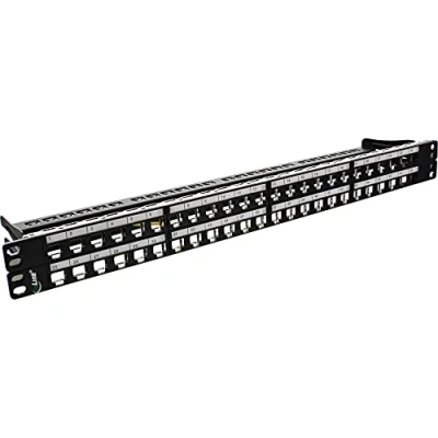 Obrázek InLine 76848C patch pole 48 kusů, Keystone Snap in prázdný plech patchpanel, 19&quot;, 1HE, černý