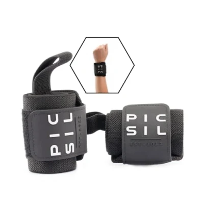 Obrázek PICSIL Handgelenkschoner für Crosstraining Starke Handgelenkstütze Elastische Baumwolle Ideal Gewichtheben, Boxen, Training Schweißband Handgelenk, Schwarz, Unisex,