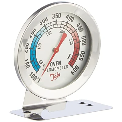 Obrázek Tala Teploměr do trouby z ušlechtilé oceli s Celsiem a Fahrenheita, barevně odlišené značení, může stát nebo zavěsit, stříbrný