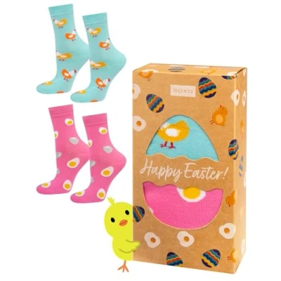 Obrázek soxo Velikonoční dárky pro ženy dámy ponožky pánské veselý dárek muže 2 velikosti 1 5 párů, Easter dámské páry