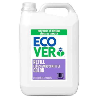Obrázek Ecover prací prostředek Color Apfelblüte &amp; Freesie (100 pracích dávek), tekutý s přísadami na bázi rostlin, barevné prádlo pro zachování a ochranu oděvů, 5 l