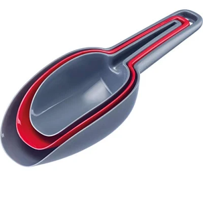 Obrázek Westmark Sada lopatek na pečení/vážení/plnění, 3dílná, objem: 50/100/150 ml, vzájemně zásuvné, plast, bez BPA, trionale, antracit/červená, 90902270